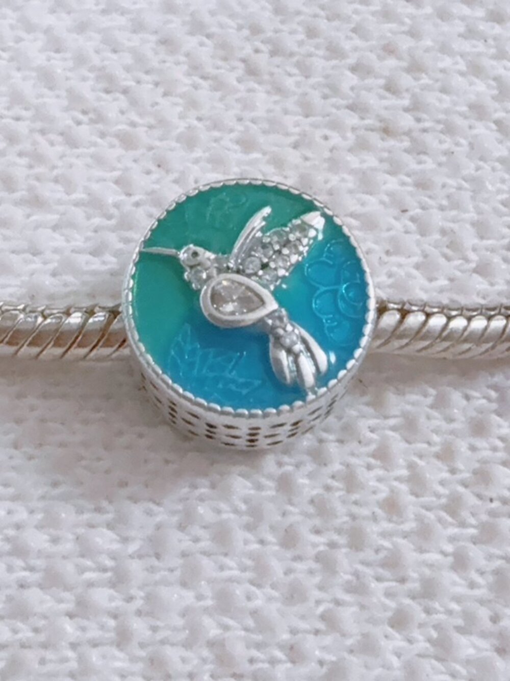 Blue Enamel Hummingbird Charm Silver Charm For Pandora Bracelet Necklace